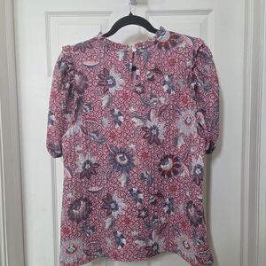 LOFT Floral Blouse - Pink and Blue